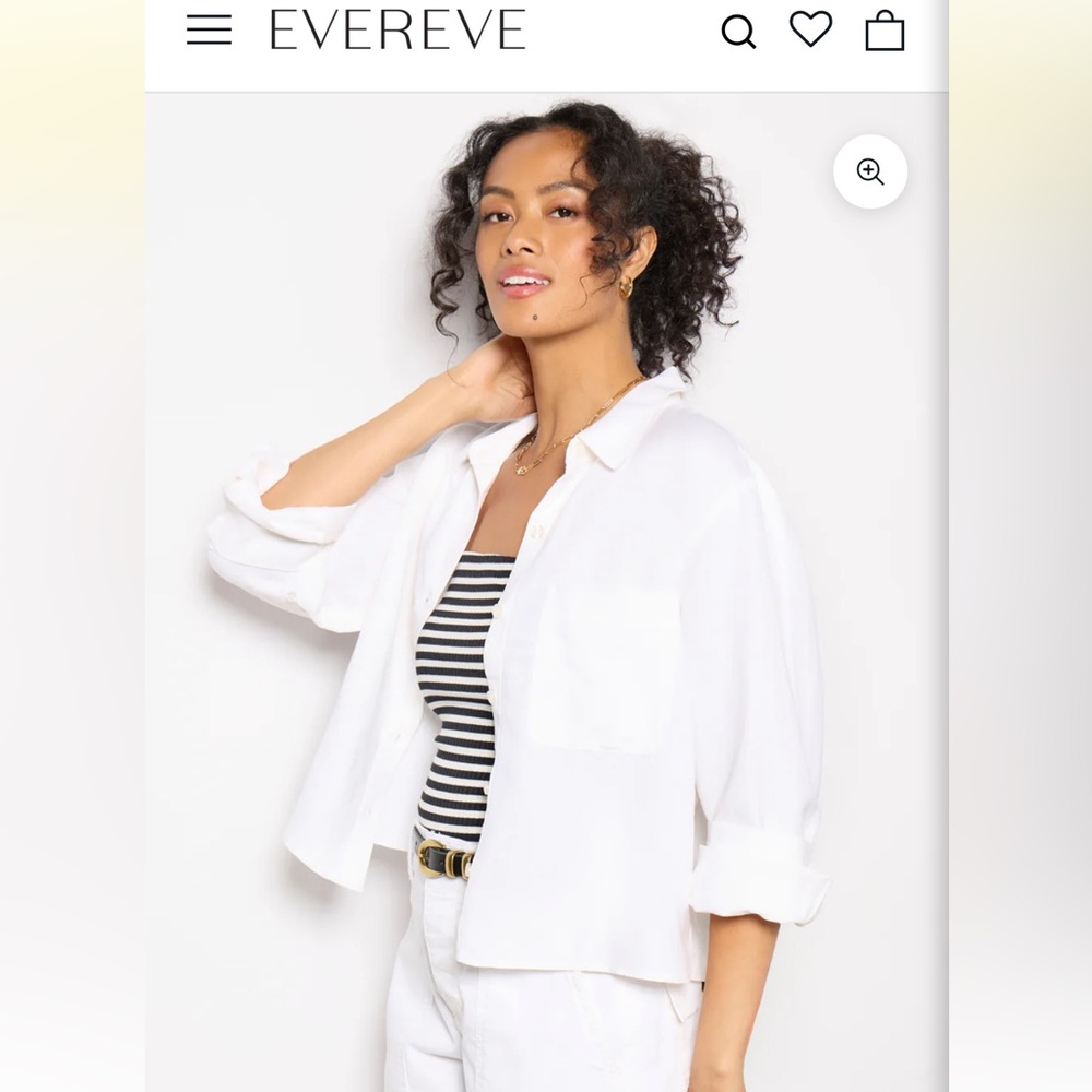 Evereve Sophia Linen Blend Blouse White Size XL, EUC